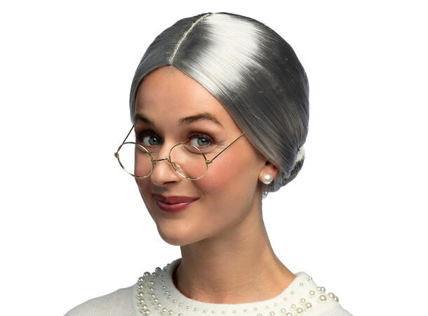 Parykk -  Bestemor - Grå m/knute 1 Dameparykk - Onesize 