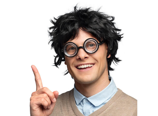 Parykk -  Nerd - Sort kort 1 Herreparykk - Onesize 