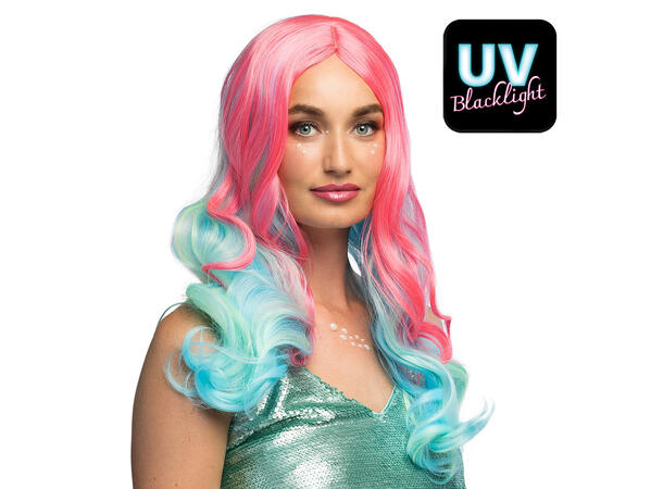 Parykk -  Nixie - Rosa/blå lang 1 Dameparykk - Onesize 