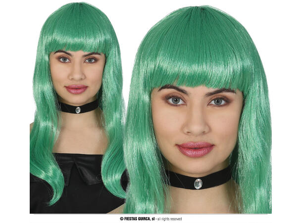 Parykk lang - Grønn 1 Parykk i syntetisk hår 