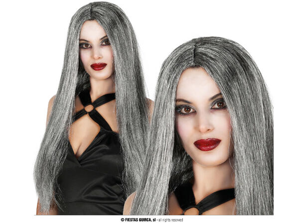 Parykk lang - Sølvgrå 1 Parykk i syntetisk hår 