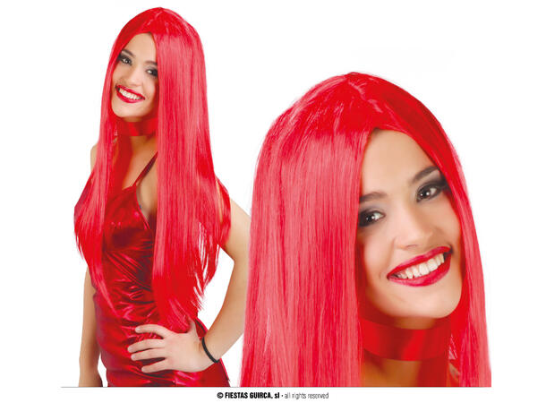 Parykk lang rett - Rød 1 Parykk i syntetisk hår 