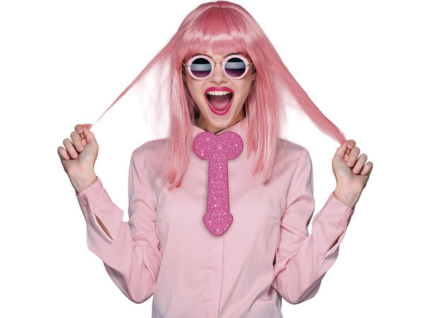 Penisslips - Dame - Rosa glitter 1 Slips i polyester m/Strikk - 30cm 