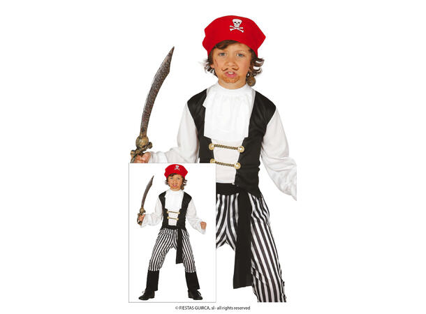 Piratkostyme - Stripete 1 Barnekostyme til gutt - Str 3-4 År 
