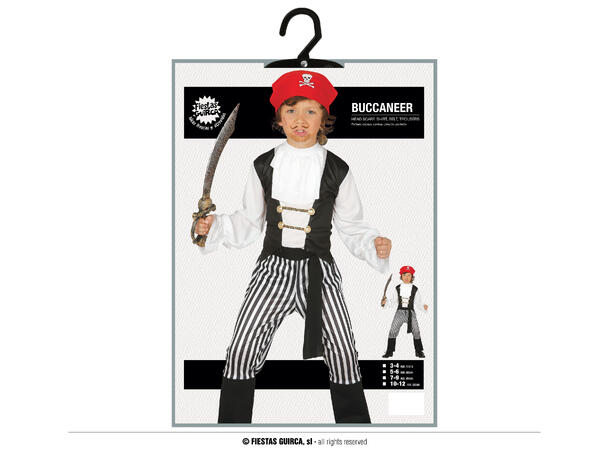 Piratkostyme - Stripete 1 Barnekostyme til gutt - Str 3-4 År 