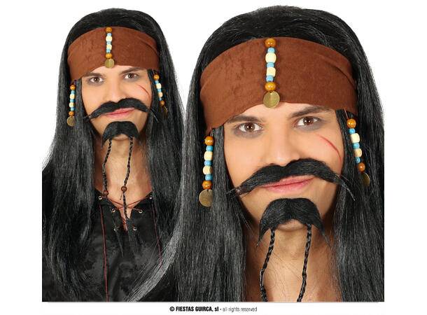 Piratparykk med skjerf - Sort 1 Parykk i syntetisk hår - Herre 