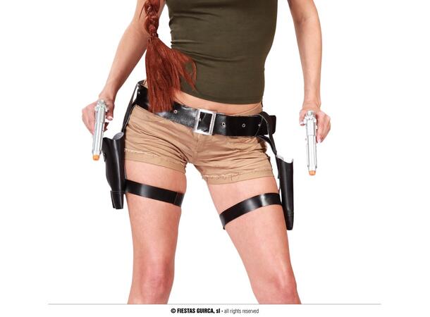 Pistolbelte med to pistoler - Voksen 1 Belte og 2 pistoler i plast - Voksen 