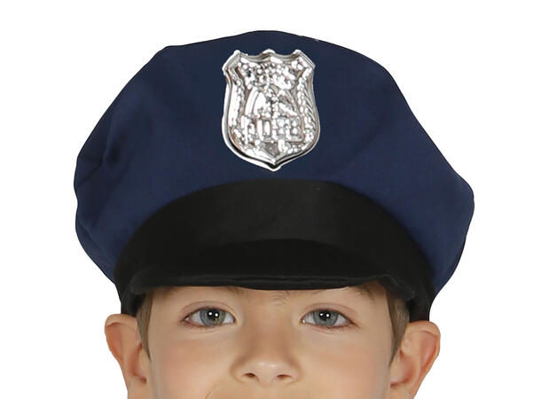 Politimann - Blå/Lyseplå m/muskler 1 Barnekostyme til gutt - Str 5-6 År 