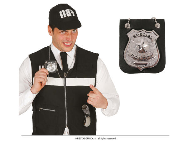 Politiskilt i kjede 1 Skilt i metall/kunstlær 