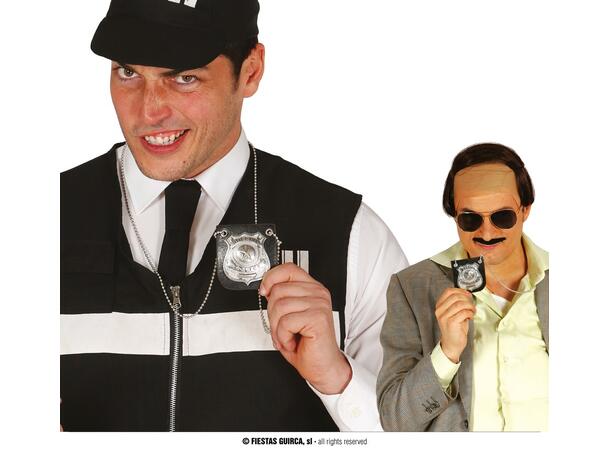 Politiskilt i kjede 1 Skilt i metall/kunstlær 