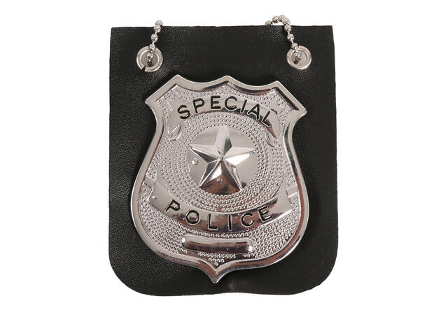 Politiskilt i kjede 1 Skilt i metall/kunstlær 