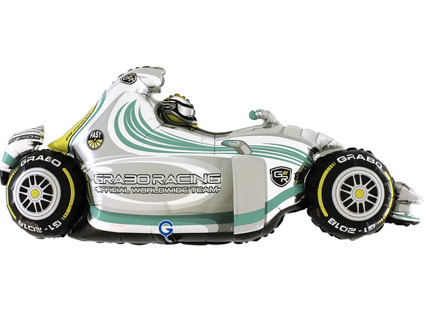 Racerbil - grå 1 Folieballong med form - (100x41 cm) 