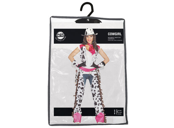 Rodeo Cowgirl - Hvit/rosa/brun 1 Damekostyme - str 36-38 (S) 