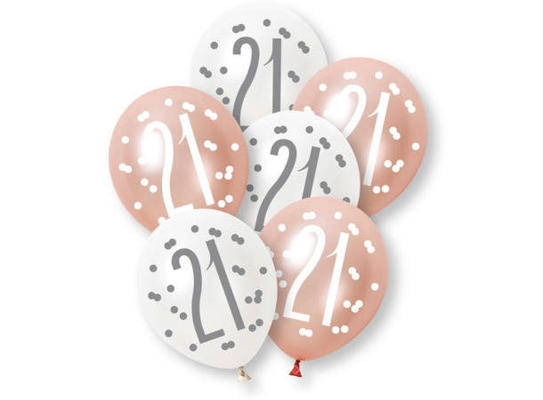 Rosegull Glitz - #21 6 Gummiballonger - 30cm (12") - 2 farger