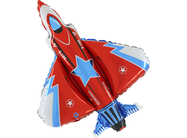 Rødt jagerfly - Starfighter 1 Folieballong med form - (86x67 cm) 