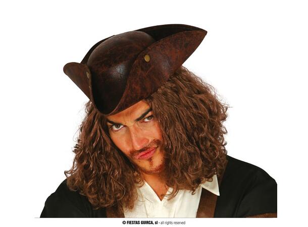 Sjørøverhatt i kunstskinn - Brun 1 hatt i kunstlær til voksen - Onesize 