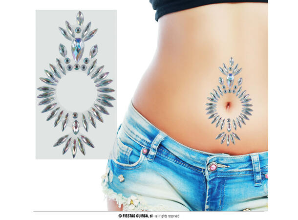 Skinnende navlesmyker 1 Ark med krystaller - 10x15cm 