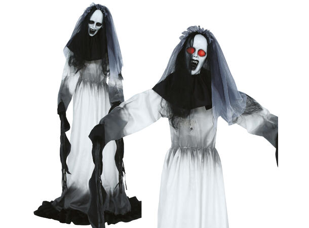 Skrekkfigur - Besatt brud med slør 1 Figur m/lyd/lys/begegelse - 170cm 