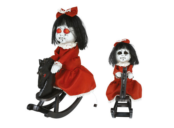 Skrekkfigur - Dukke på gyngehest 1 Figur m/lyd/lys/begegelse - 40cm 