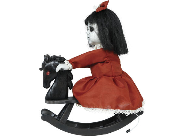 Skrekkfigur - Dukke på gyngehest 1 Figur m/lyd/lys/begegelse - 40cm 