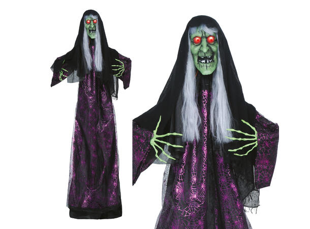 Skrekkfigur - Gammel heks 1 Figur m/lyd/lys/begegelse - 185cm 