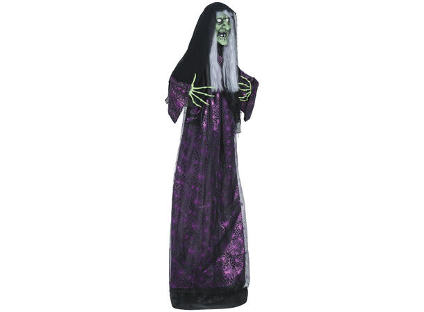 Skrekkfigur - Gammel heks 1 Figur m/lyd/lys/begegelse - 185cm 