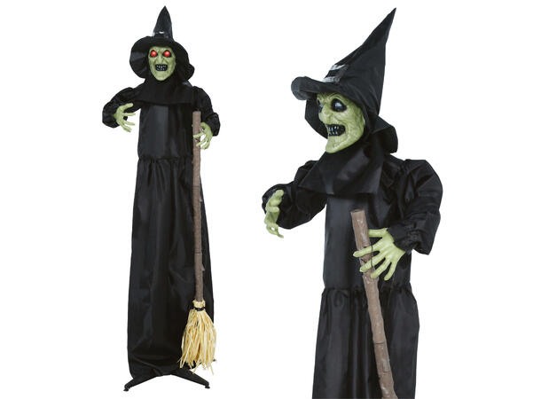 Skrekkfigur - Gammel heks 1 Figur m/lyd/lys/begegelse - 185cm 
