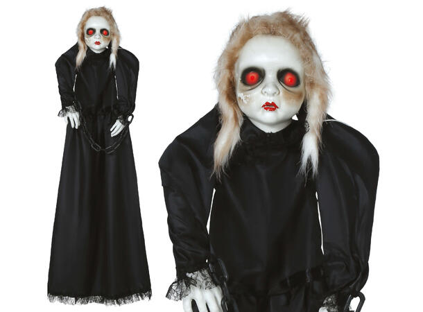 Skrekkfigur - Hengende dukke sort kjole 1 Figur m/lyd/lys/begegelse - 150cm 
