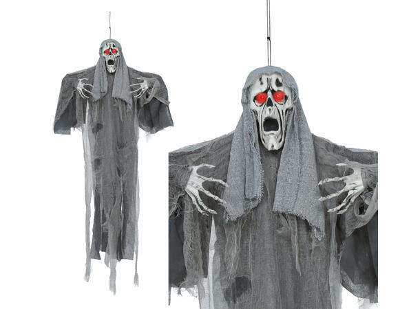 Skrekkfigur - Hengende skjelett - Grå 1 Figur m/lyd/lys/begegelse - 110cm 