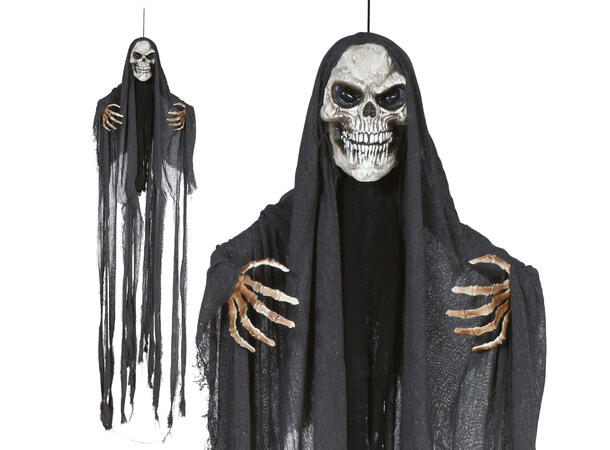 Skrekkfigur - Hengende skjelett m/kappe 1 Figur m/lyd og lys - 185cm 
