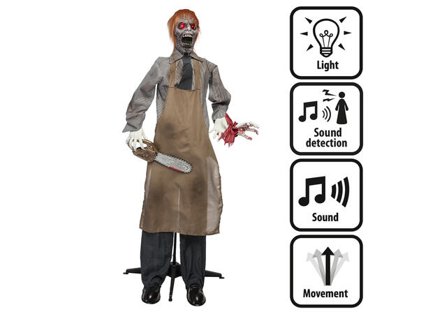 Skrekkfigur - Stående Charlie m/Motorsag 1 Figur m/Lys/Lyd/Bevegelse - 165cm 