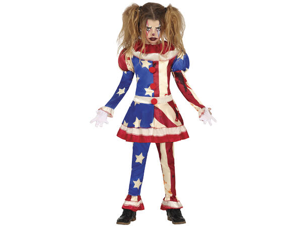 Skummel Klovn - Patriot - Rød/Hvit/Blå 1 Barnekostyme til jente - Str 3-4 År 