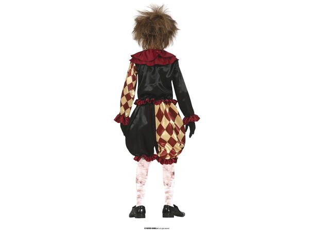 Skummel klovn - Rød/Hvit ruter 1 Barnekostyme til gutt - Str 7-9 År 