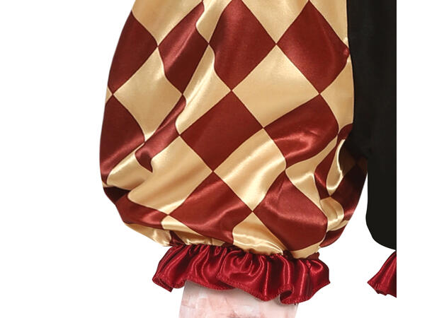 Skummel klovn - Rød/Hvit ruter 1 Barnekostyme til gutt - Str 7-9 År 