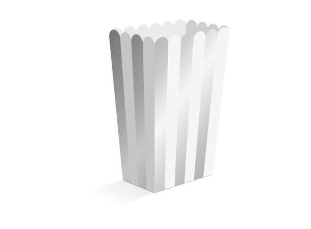 Snackboks - Sølv striper 8 Snacksbokser i papir - 6,3x4,4x13,5cm 