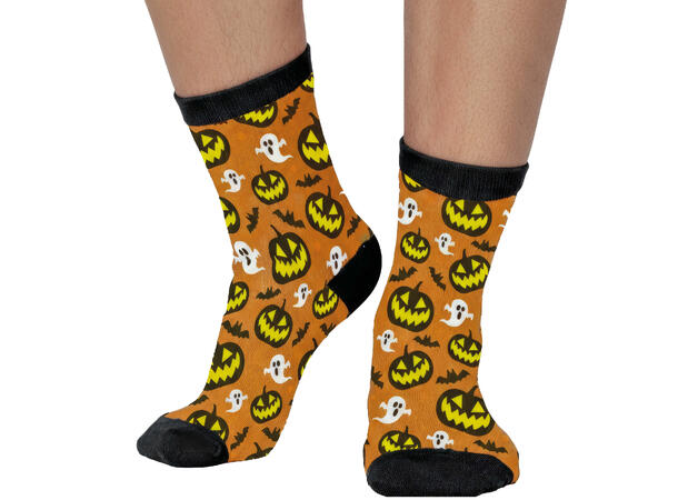 Sokker med gresskar og spøkelser 1 Par sokker i bomull - Str 37-41 