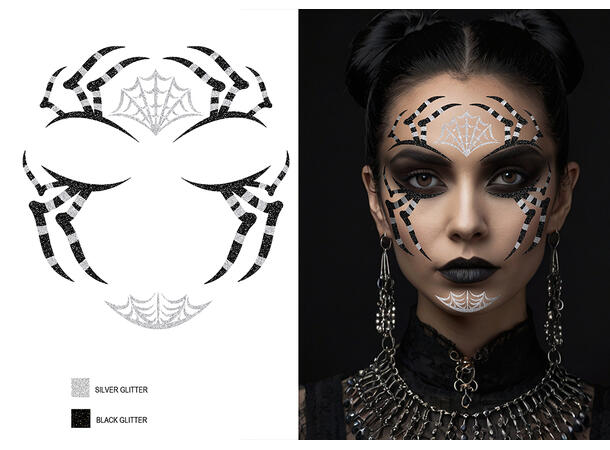 Sort eddekopp - Glitter face 1 Ark m/Selvklebende maske - 13x15cm 