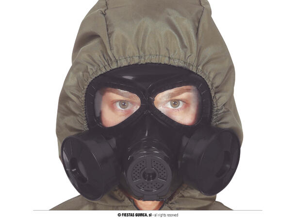 Sort gassmaske - voksen 1 Maske i PVC 