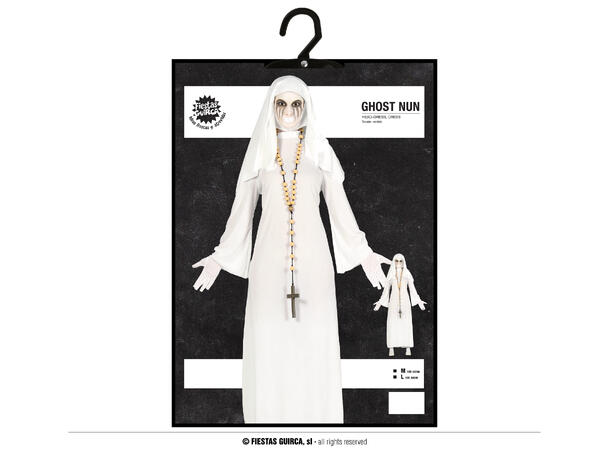 Spøkelsesnonne - Hvit 1 Damekostyme - str 42-44 (L) 