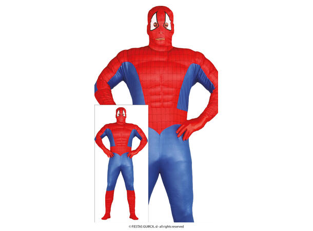 Superhelt - Edderkoppmann - Rod/Blå 1 Herrekostyme - str 52-54 (L) 