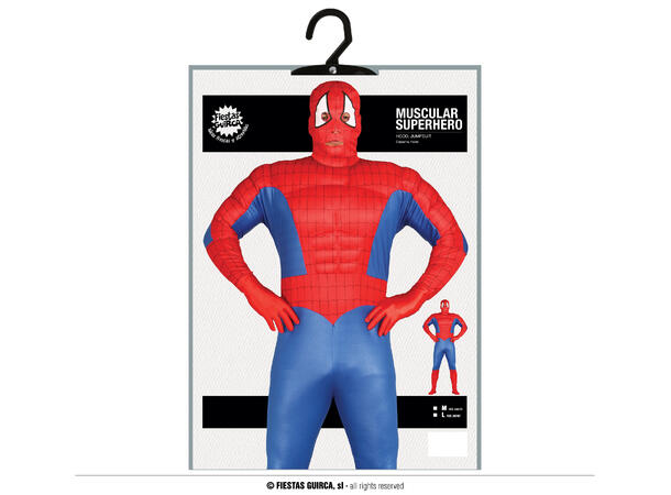 Superhelt - Edderkoppmann - Rod/Blå 1 Herrekostyme - str 52-54 (L) 