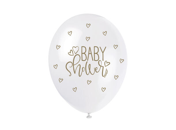 Superprint Premium "Babyshower" - Gull 5 Gummiballonger - 30cm (12")