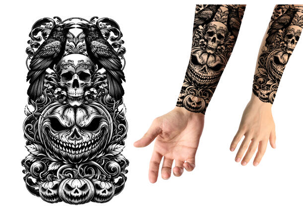 Talloveringer - Skummelt gresskar 1 Ark med tattoveringer - 30x14cm 