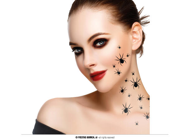 Tatoveringer - Eddekopp 2 Ark med edderkopper - 15x11cm 