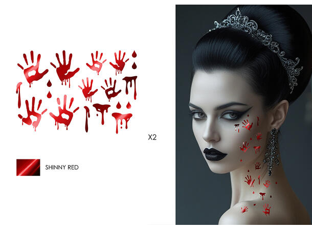 Tatoveringer - Skinnende håndavtrykk 2 Ark med tatoveringer - 15x11cm 