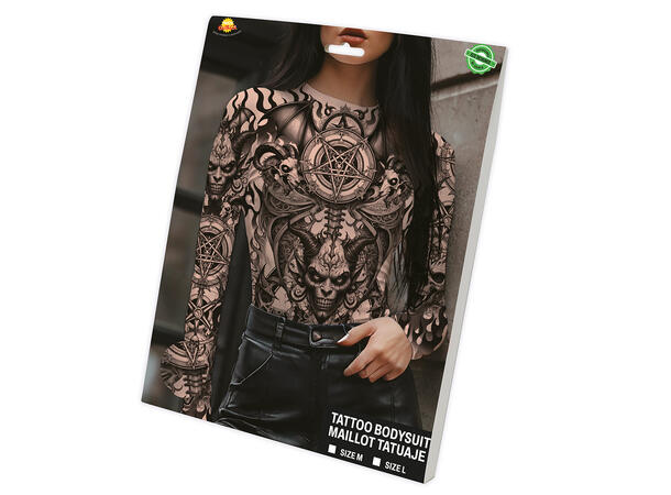 Topp med tatoveringseffekt  - Djevel 1 Topp i polyester - Str 42-44 (L) 