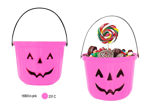 Trick or Treat - Gresskarbøtte - rosa 1 Plastbøtte i PVC - 20cm 