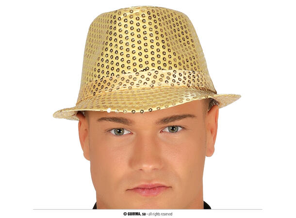 Trilbyhatt - Gull m/paljetter 1 Hatt til voksen - Onesize 
