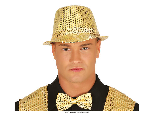 Trilbyhatt - Gull m/paljetter 1 Hatt til voksen - Onesize 