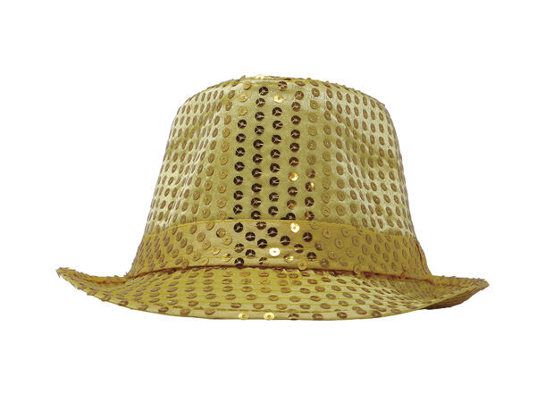 Trilbyhatt - Gull m/paljetter 1 Hatt til voksen - Onesize 